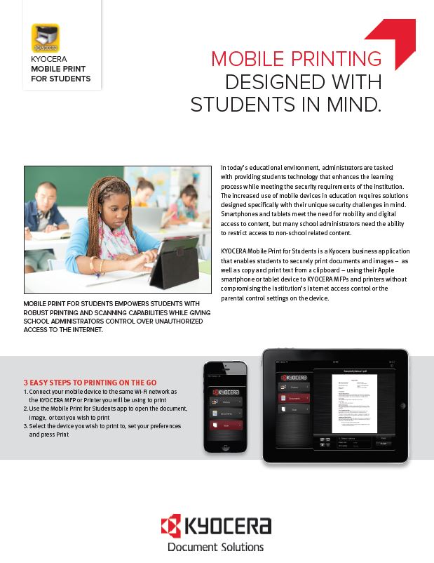 Kyocera Software Mobile And Cloud Kyocera Mobile Print For Students Data Sheet Thumb, Alternative Business Concepts, Kyocera, Epson, Microsoft, VOIP, IT, Arcata, Samoa